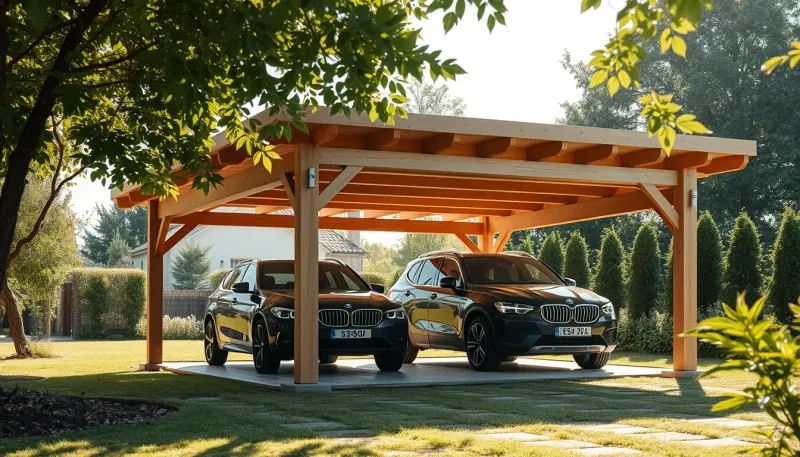 Carport en bois : dimensions et implantation pour un ou deux véhicules